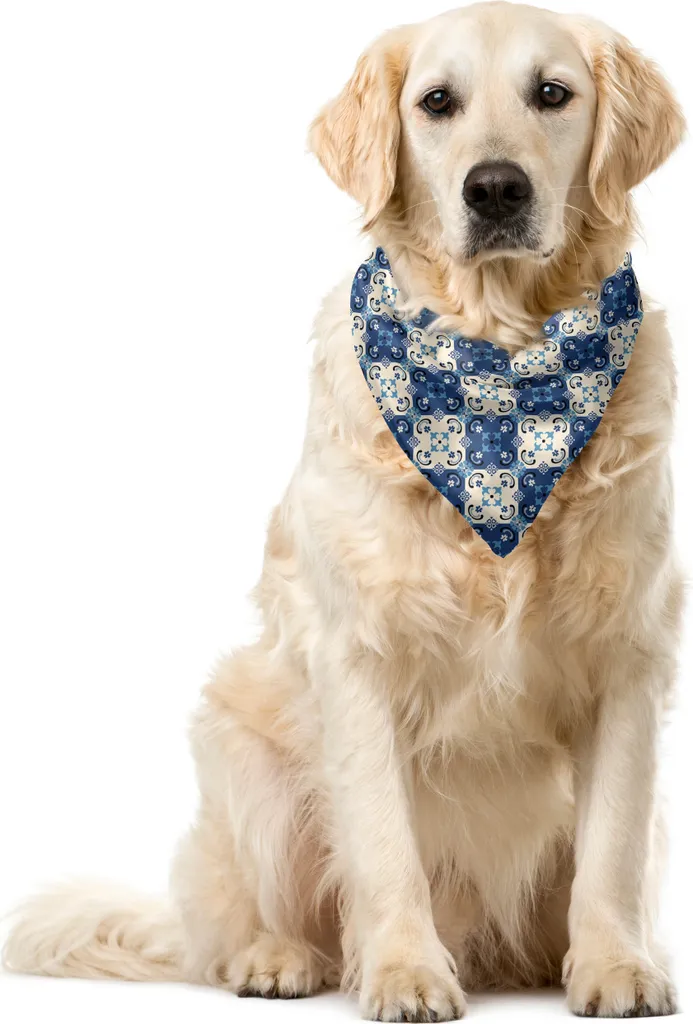 Accessorio Pet Chic: Bandana 55x55 cm Patchwork Blu Cielo e Avorio