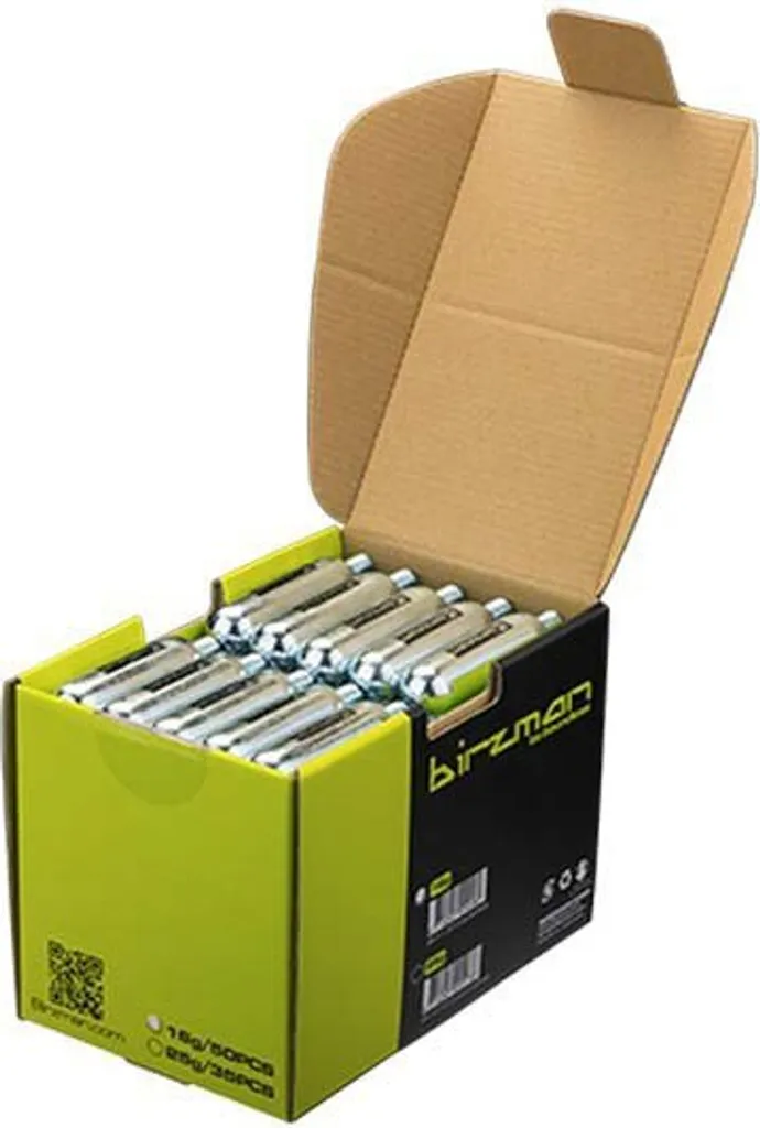 Bouteille CO2 16g usinée CNC Birzman Zacoo argentée boîte de 50 pièces