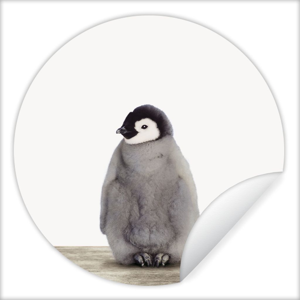 MuchoWow Runde Wandtattoo - Wandsticker Tapete Aufkleber Kinder - Pinguin - Grau - Tiere - Mädchen - Jungen Ø 80 cm Selbstklebend und Repositio...