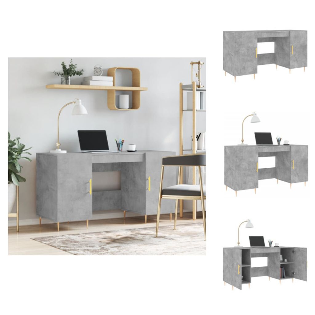 vidaXL Schreibtisch Betongrau 140x50x75 cm Holzwerkstoff - Schreibtische