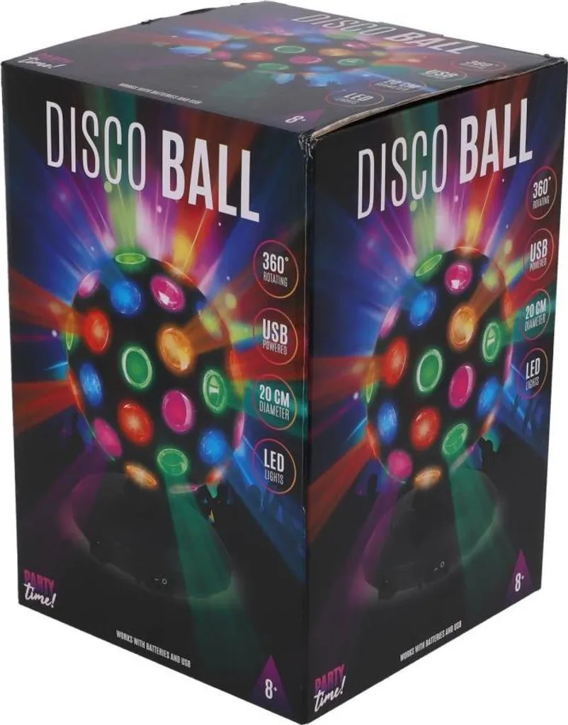 Boule disco LED 20 cm noire pour soirée anniversaire et fête privée