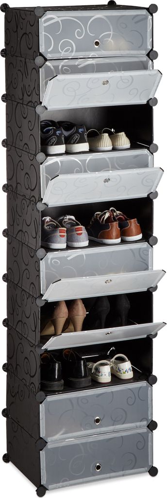 Scaffale per scarpe Relaxdays a 10 ripiani, grande armadio Immagine del prodotto 
