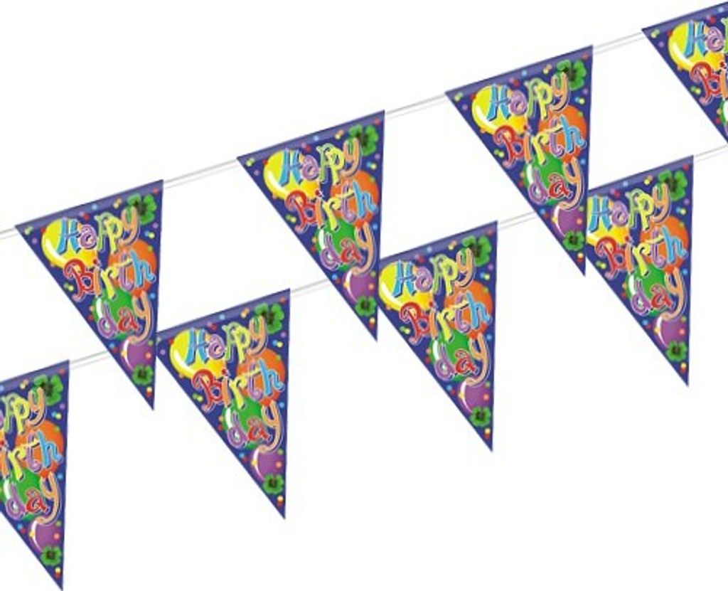 Papstar Wimpelkette bunt Happy Birthday Wetterfest 4m lang