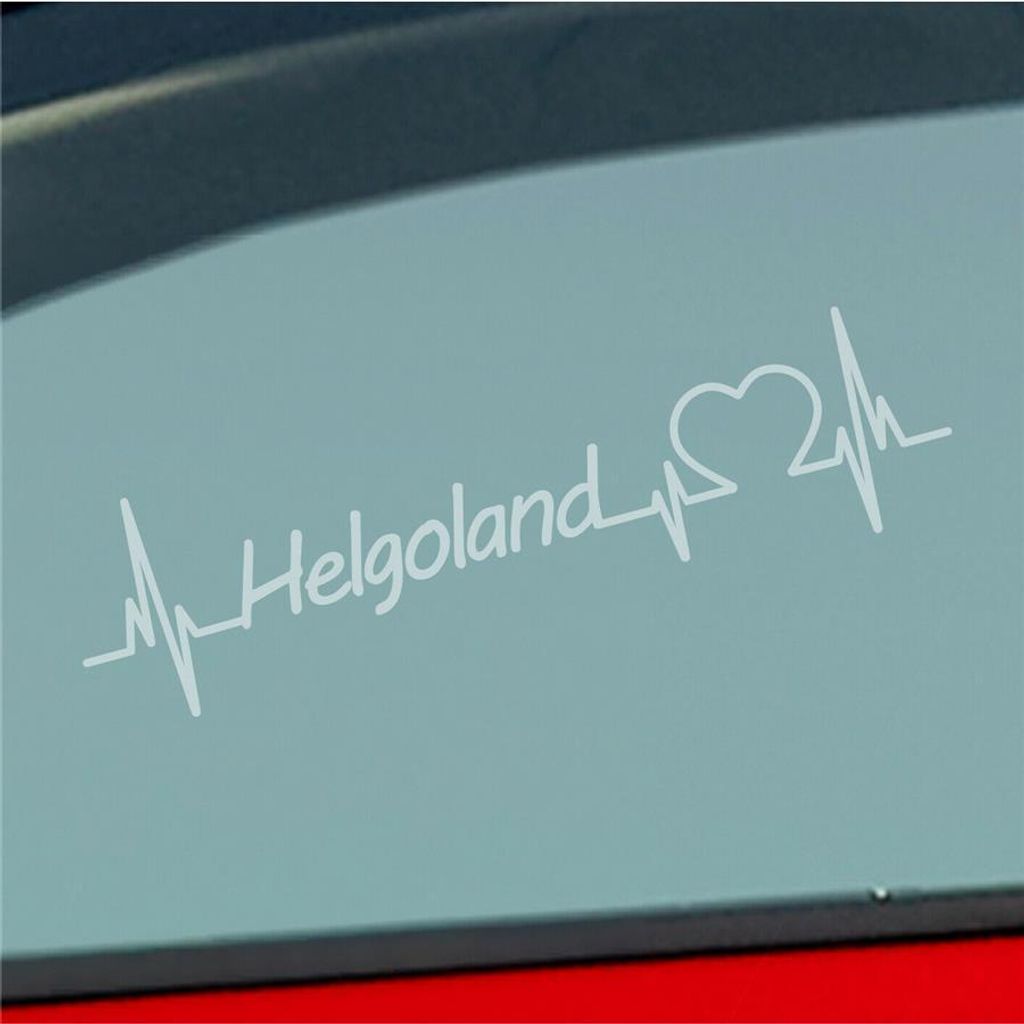 Auto Aufkleber Helgoland Herz Puls Insel Island Nordsee Liebe Love 19x5 cm Milchglas Sticker Heckscheibenaufkleber