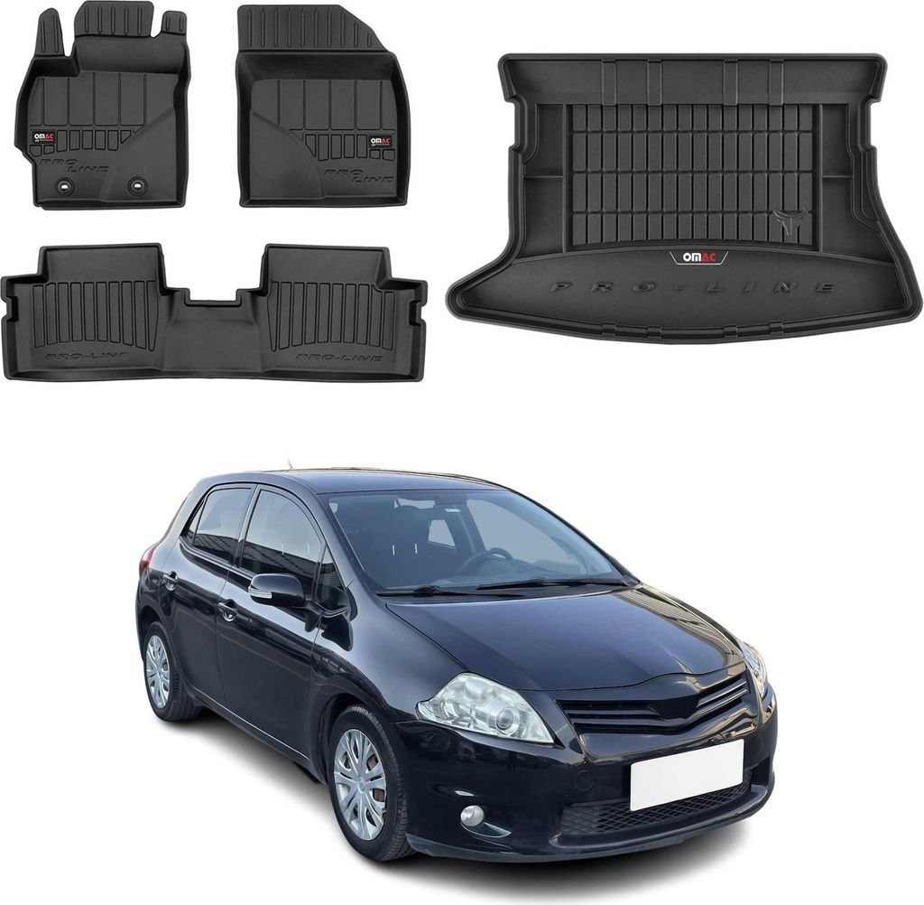 OMAC Fußmatten & Kofferraumwanne Set für Toyota Auris 2006-2013 Gummi Schwarz 4x