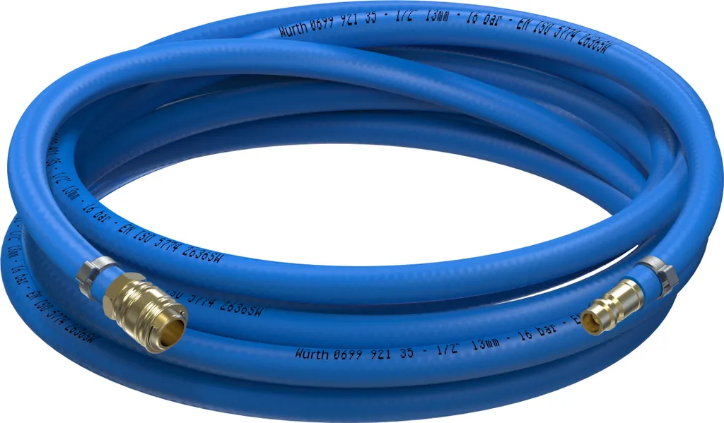 Tuyau d'air comprimé 15m en PVC armé et raccord de sécurité laiton