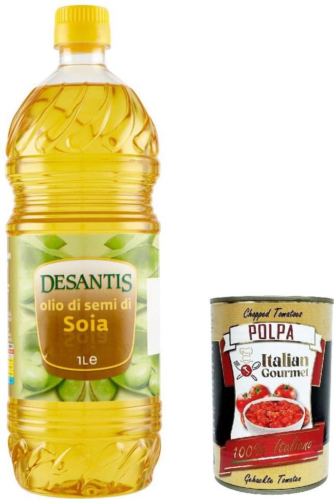 12x Desantis Olio Di Semi Di Soia, Sojaöl 1 L + Italian Gourmet polkpa 400g