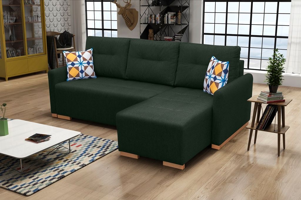 Ecksofa Eckcouch KUMBA malmo 37 rechts mit Schlaffunktion und Bettkasten L-Form Sofa