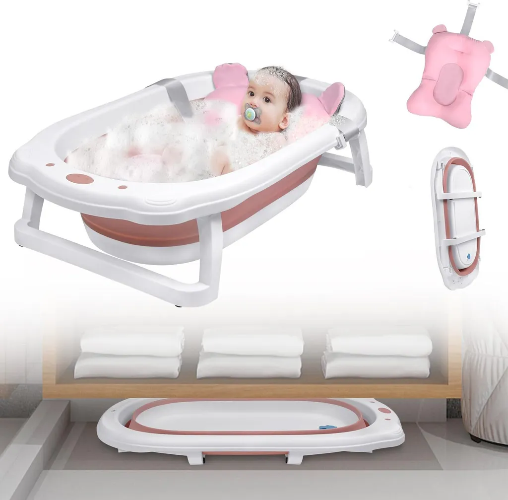 Baignoire Bébé Gain de Place : Fini l'Encombrement avec ce Modèle Rose