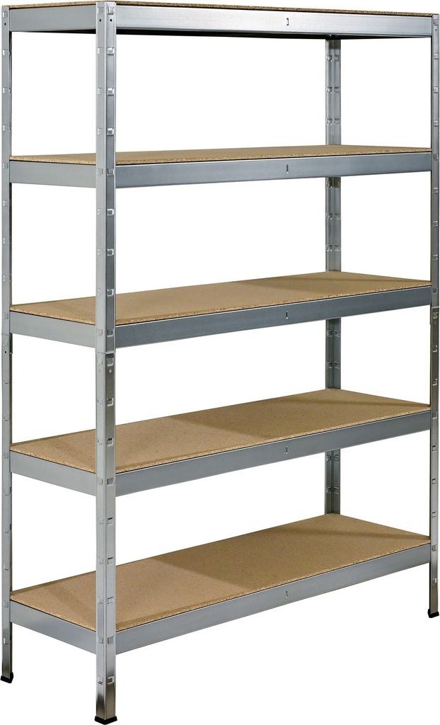 SCHULTE Regalwelt Schwerlastregal XL mit 4 Holzböden, Traglast pro Ebene 250 kg, 180x130x45 cm (HxBxT), verzinkt, Lagerregal, Kellerregal