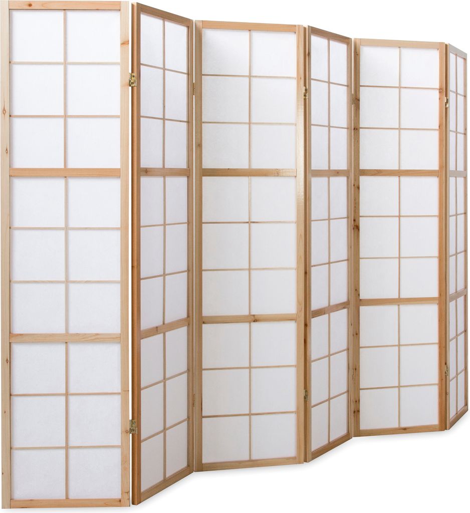 Homestyle4u 280 Paravent Raumteiler 6 Teilig, Holz Natur, Produktbild 3