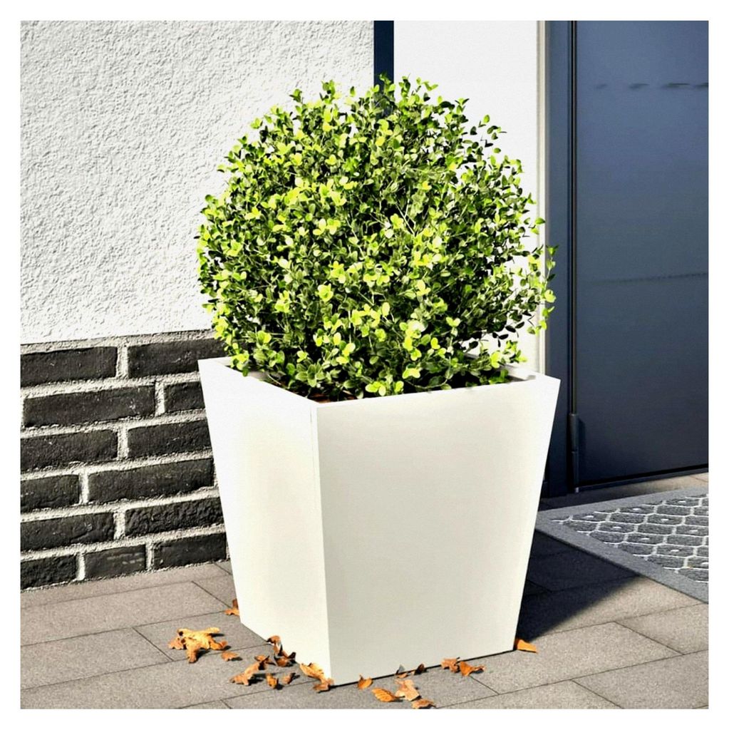 Pflanzkübel Weiß 40x40x40 cm Stahl, Blumentopf für Balkon, Terrasse und Garten