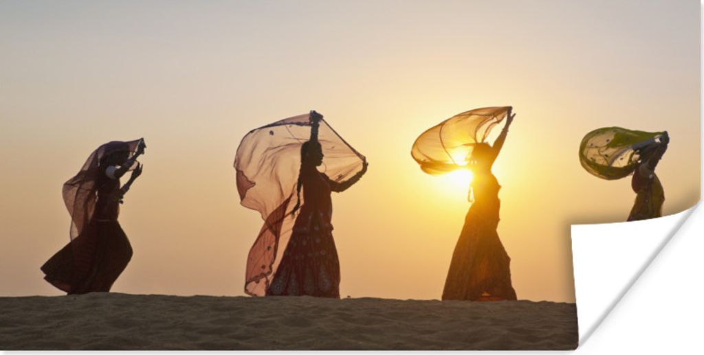 MuchoWow Poster Frauen aus Indien 150x75 cm - ohne Rahmen