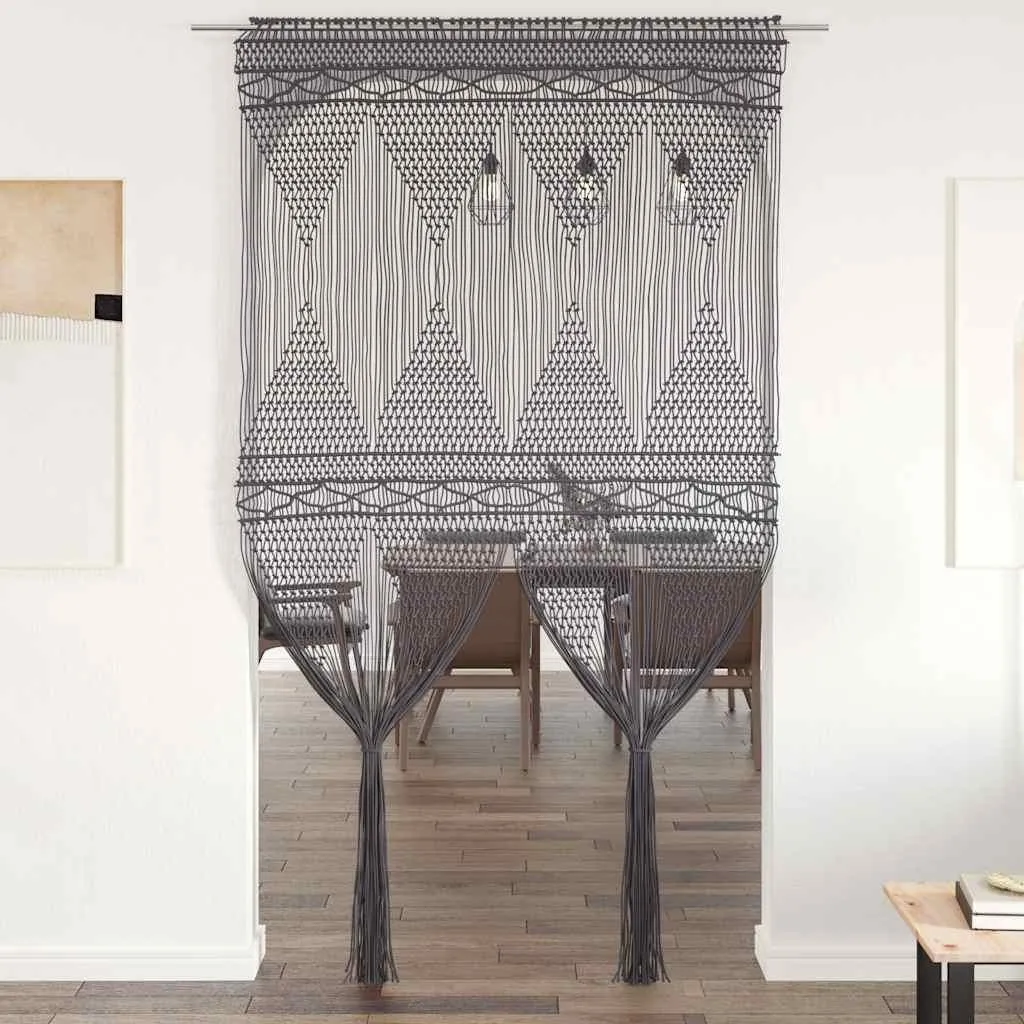 Rideau 140x240 cm Macramé Anthrazit en Pur Coton - Finition Artisanale