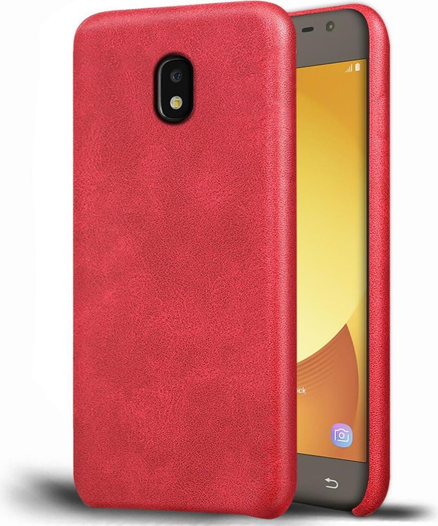 Conie Schutzhülle für Samsung Galaxy J5 2017 J530 Tasche klar Case Cover Bumper Silikon Hülle Kunstleder in Rot
