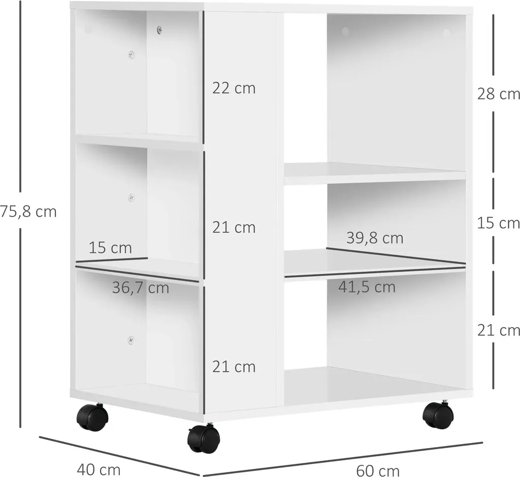 Chariot pour imprimante à roulettes et meuble de rangement de dossiers - 3