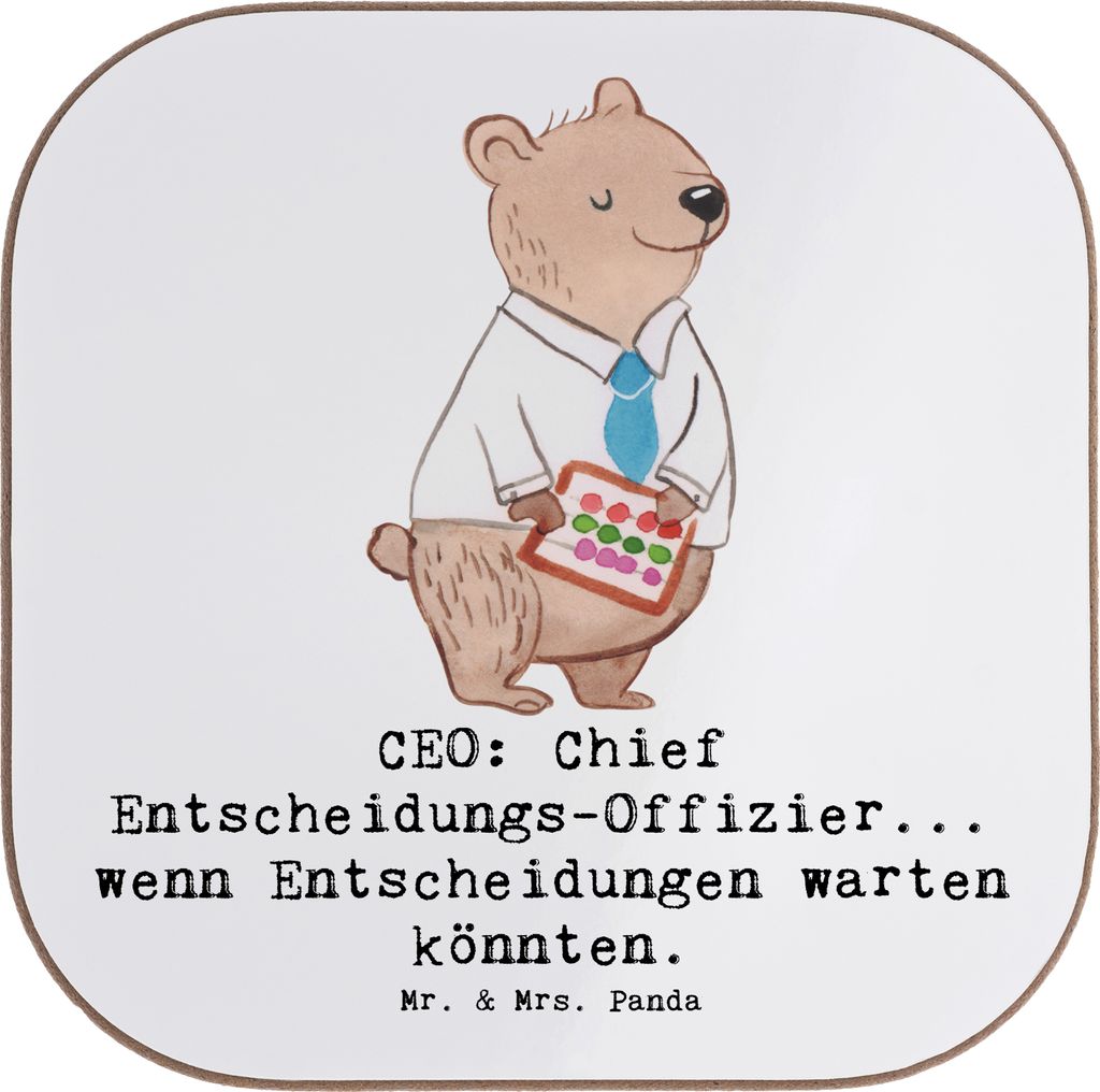 Mr. & Mrs. Panda weinflaschenuntersetzer CEO Entscheidungen - Weiß - Geschenk, Geschenke für Berufstätige, Unternehmensführung, Berufsgestaltun...