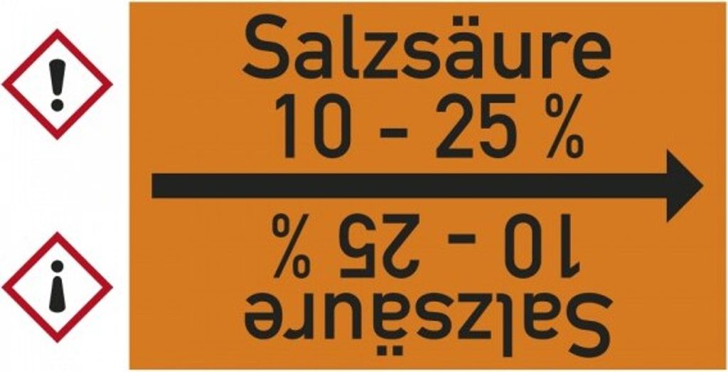 Dreifke Rohrleitungsband Salzsäure 10 - 25 %, DIN 2403, ab Ø 15mm, orange/sc...