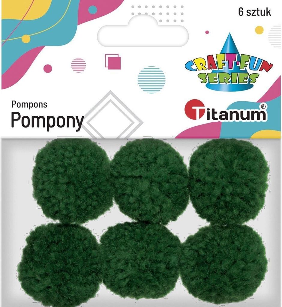 Pompons en fil vert foncé 30mm 6pcs Titanum Image du produit 