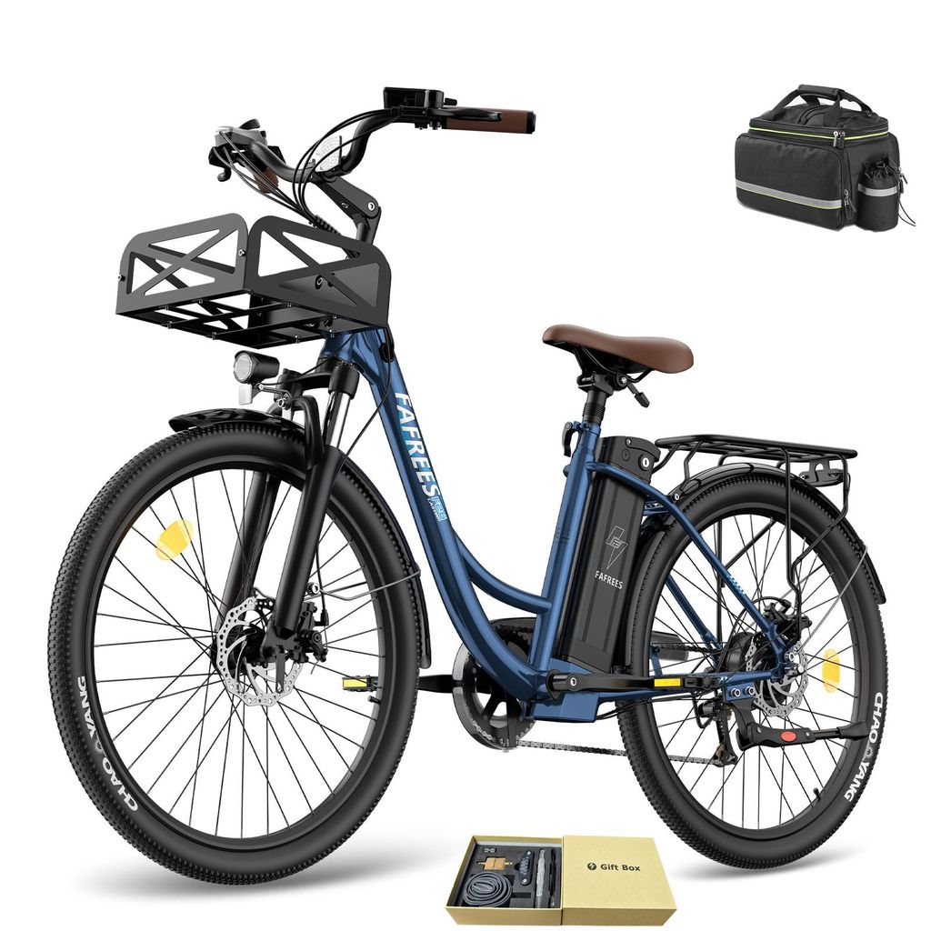 Pedelec 26 Zoll 158 - 198 Pannensichere Reifen 36 V 250 W bis zu 160 - 200 km Wasserdicht IP54 mit 7 Gang, Blau
