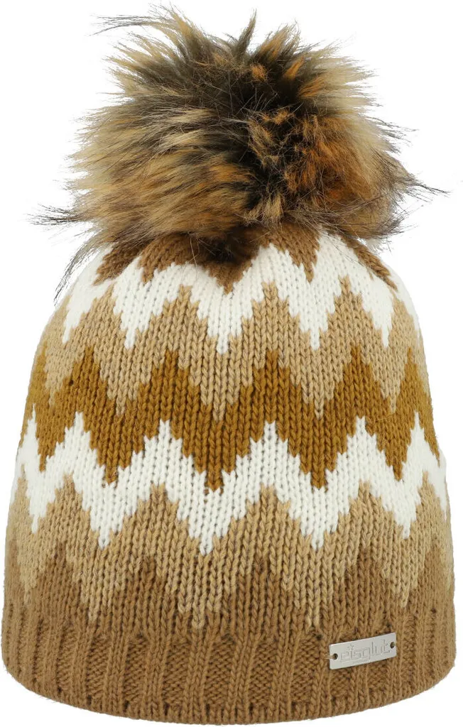 Cappello a pompon Eisglut lavorato a maglia Lindal con motivo a zig-zag