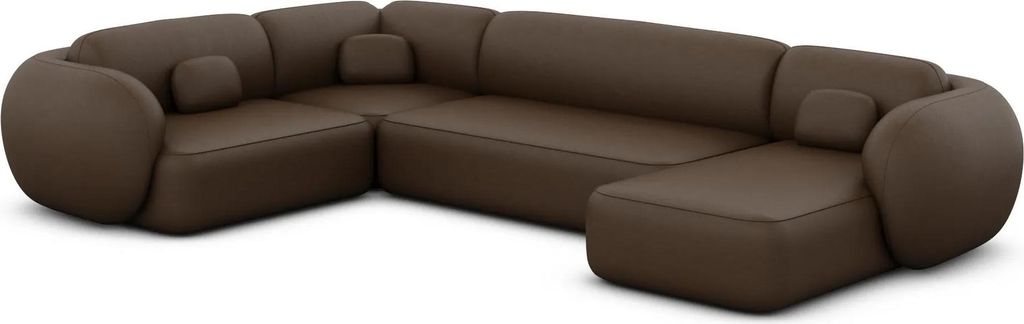Echtleder U-Form XL Wohnlandschaft Mira Dunkelbraun Rechts