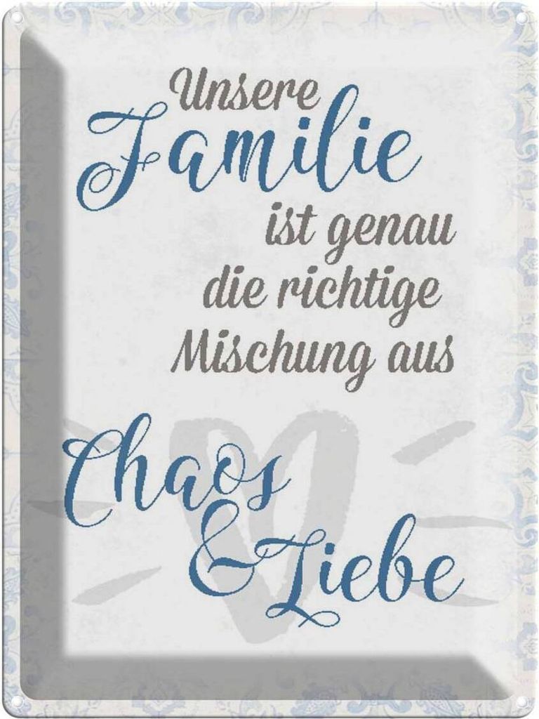 vianmo Blechschild 40x30 cm unsere Familie Chaos Liebe Produktbild 