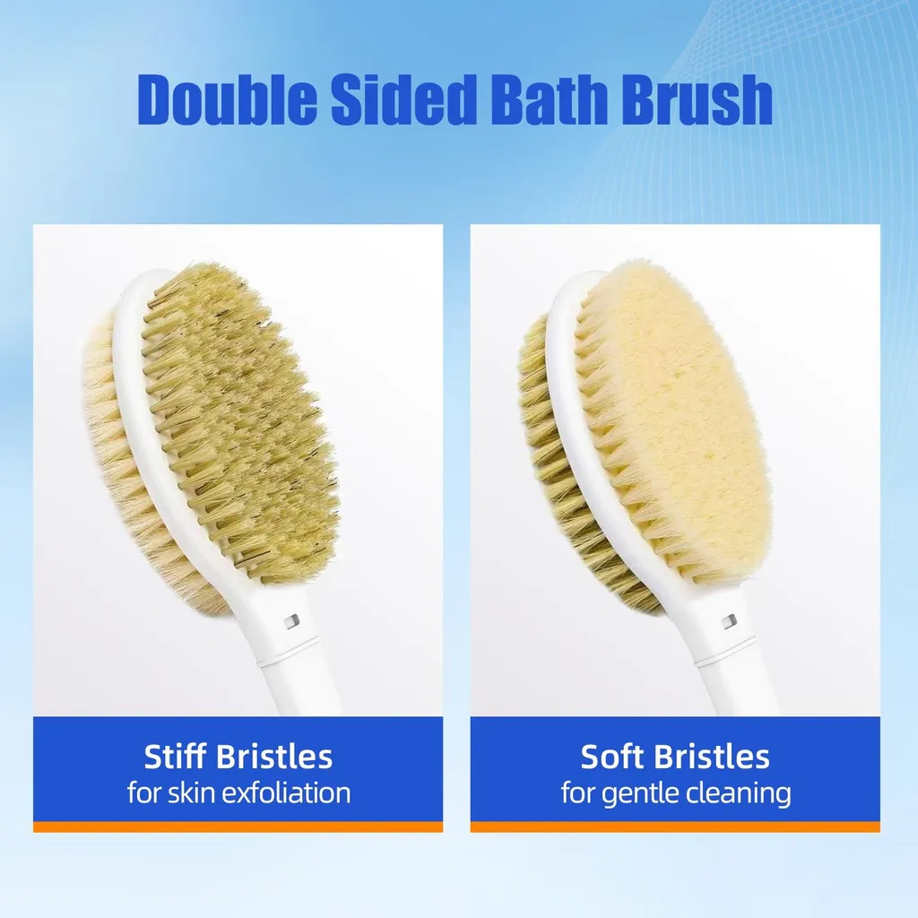 Brosse de douche corps à long manche 44 cm pour un gommage efficace