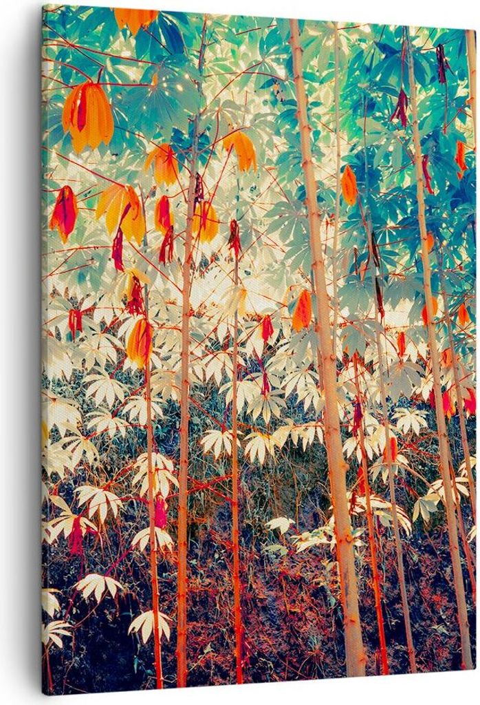 Bild auf Leinwand - Leinwandbild - Einteilig - Pflanzen tropisch orange - 50x70cm - Wand Bild - Wanddeko - Wandbilder - Leinwanddruck - Wanddekorat...