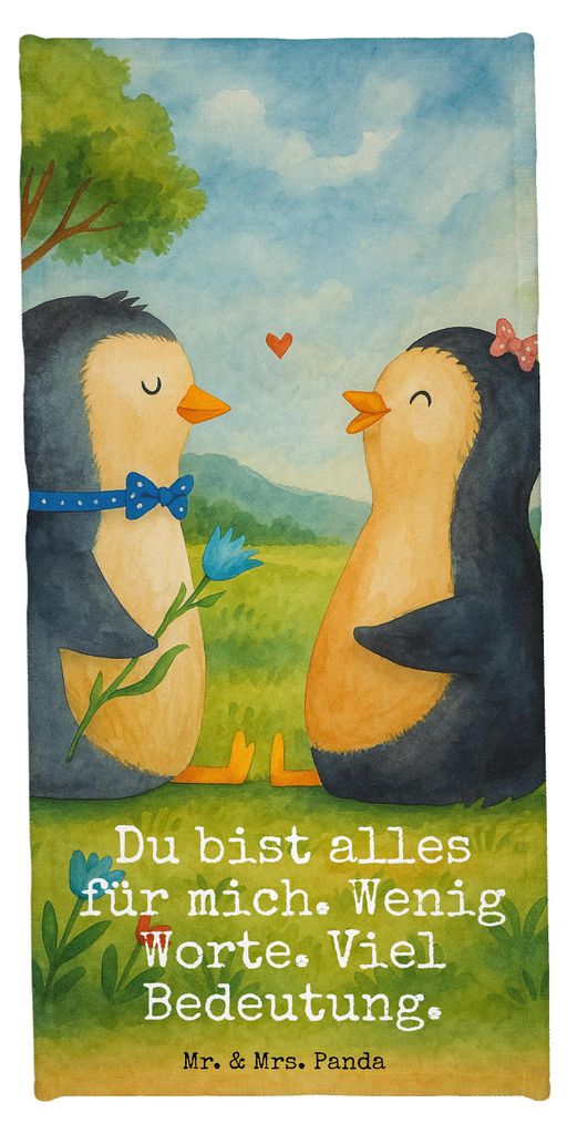 Mr. & Mrs. Panda Handtuch Pinguin Pärchen Design - Eisblau - Geschenk, sporthandtuch, Liebesbeweis, Badhandtuch, Reisehandtuch, Pinguine, Liebe, H...