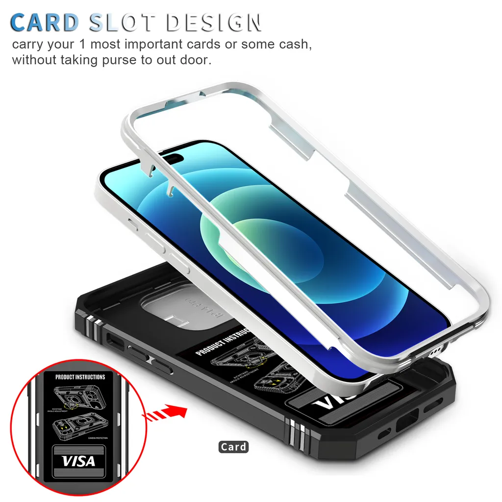 Custodia Bianca iPhone 15 Pro Max per Viaggiatori con Porta Carte - 4