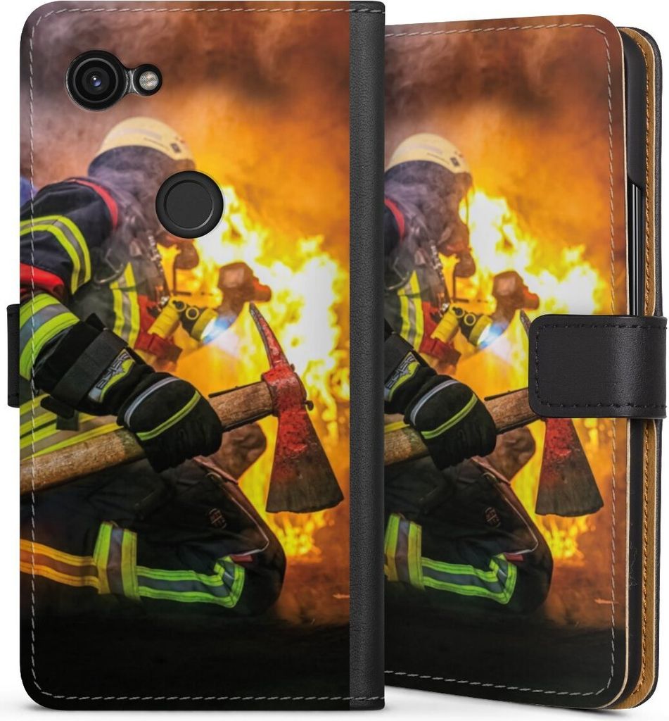 DeinDesign Klapphülle für Google Pixel 3a Handytasche Lederhülle Tasche Feuer Feuerwehr Lebensretter