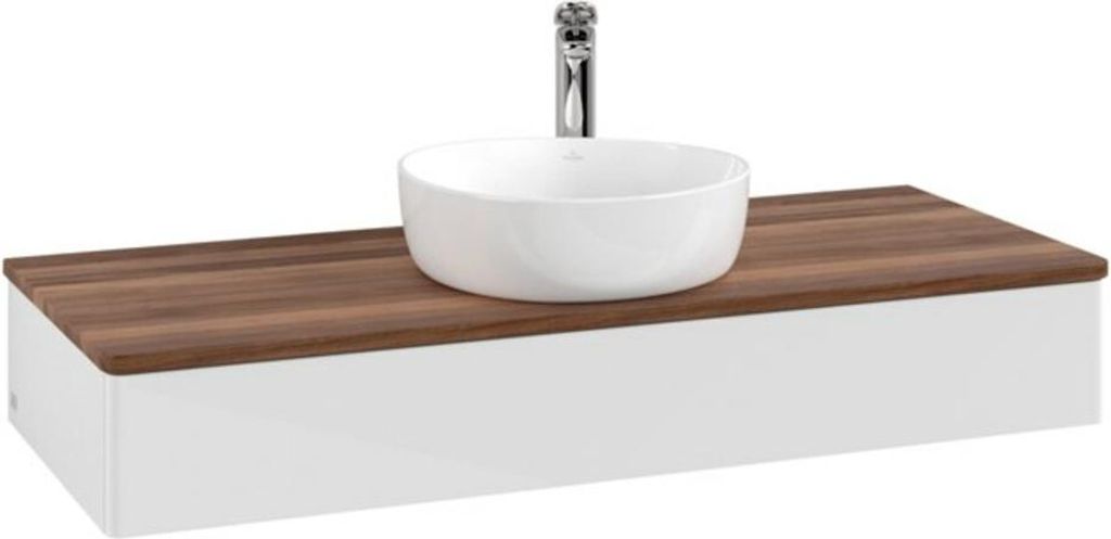 V&B Waschtischunterschrank ohne Frontstruktur Antao 120x19x50cm, HL, WBP w. wal, glo wh. Lac