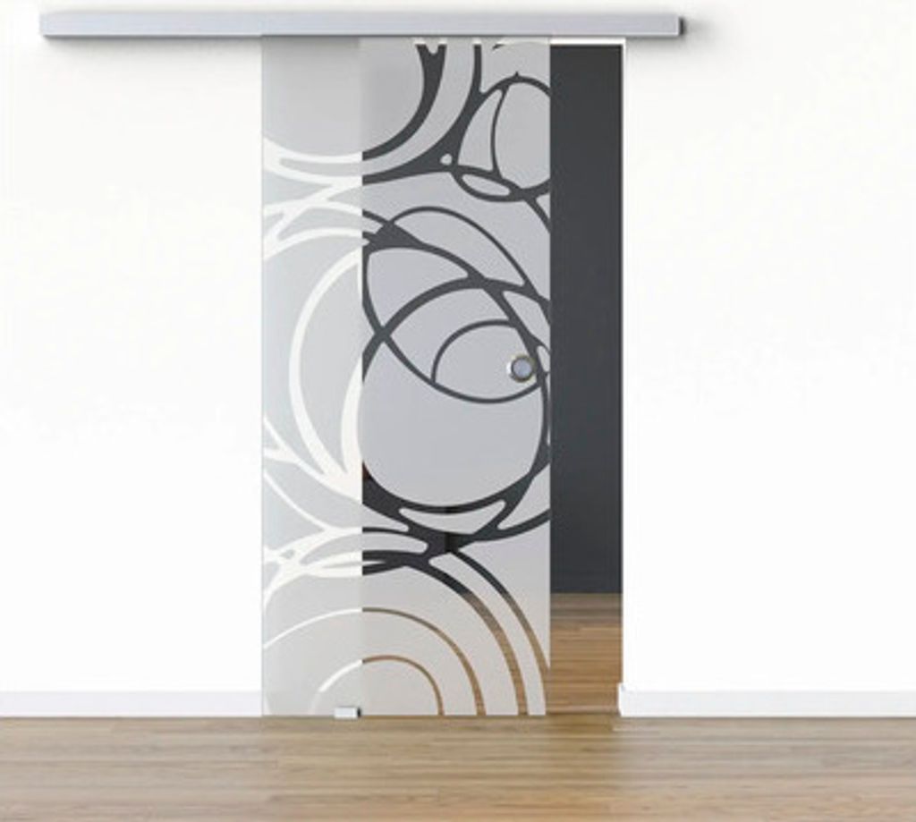 Pertura Glasschiebetür Komplettset Glera Mystic 02 900x2050 mm Links inkl. Beschlag Selir Aluminium natur,Griffmuschel