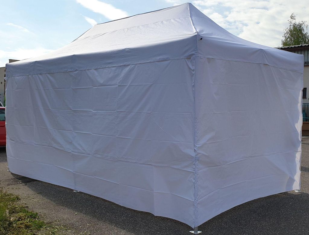 Faltpavillon 3x6m ALU Standard volle Seitenwände - Weiß