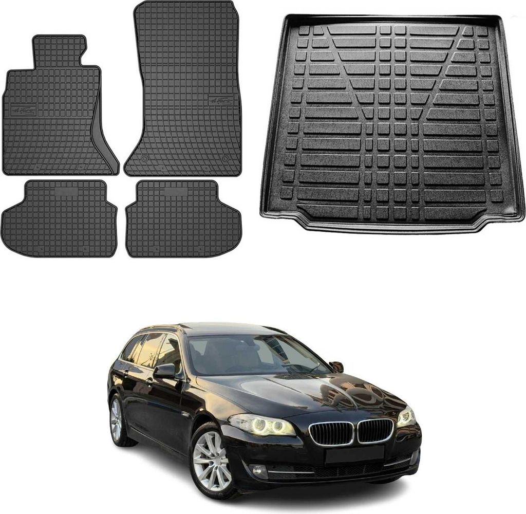 Fußmatten & Kofferraumwanne Set für BMW 5er Touring F11 2009-2017 Gummi 5x