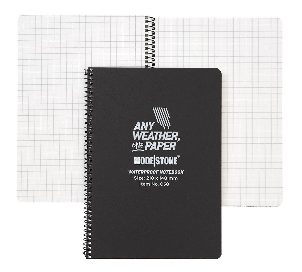 Modestone Wasserfestes Notizbuch aus Steinpapier 145x105mm, schwarz