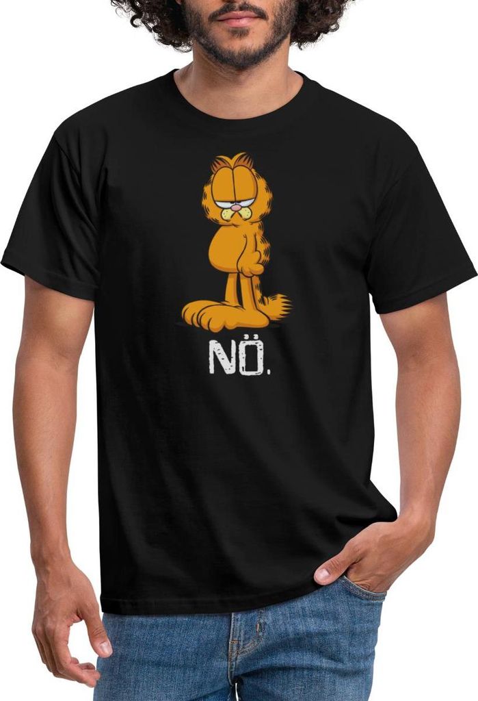 Spreadshirt Garfield Nö Nein Kein Bock Lustig Männer T-Shirt, XXL, Schwarz
