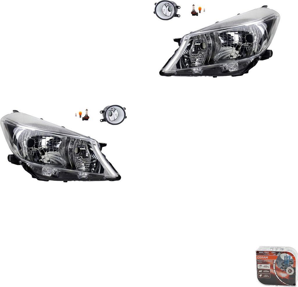 Johns, Scheinwerfer Satz + Osram Night Breaker Laser passend für Toyota Yaris XP13 11-14 812100D040 1608422280 3550157L00 3550157L01 812100D042 81...