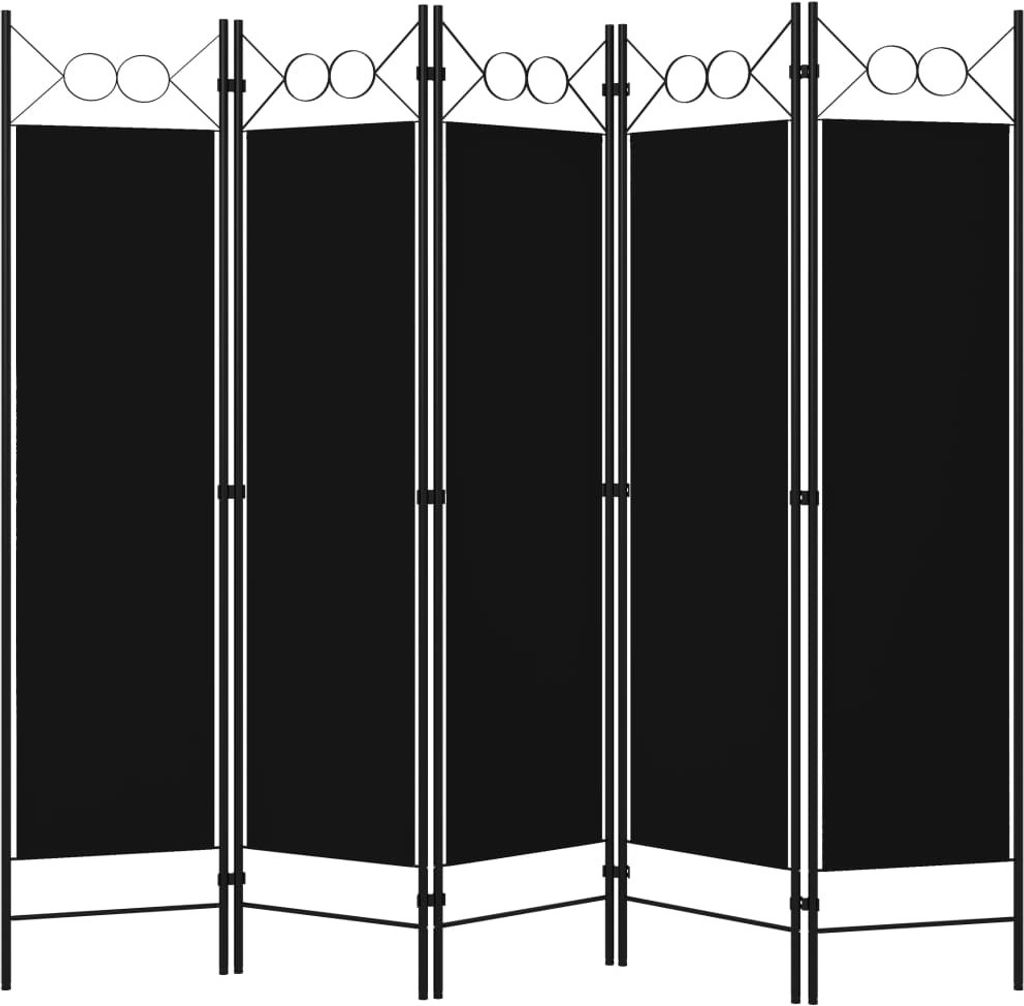 vidaXL 5-tlg. Raumteiler Schwarz 200 x 180 cm