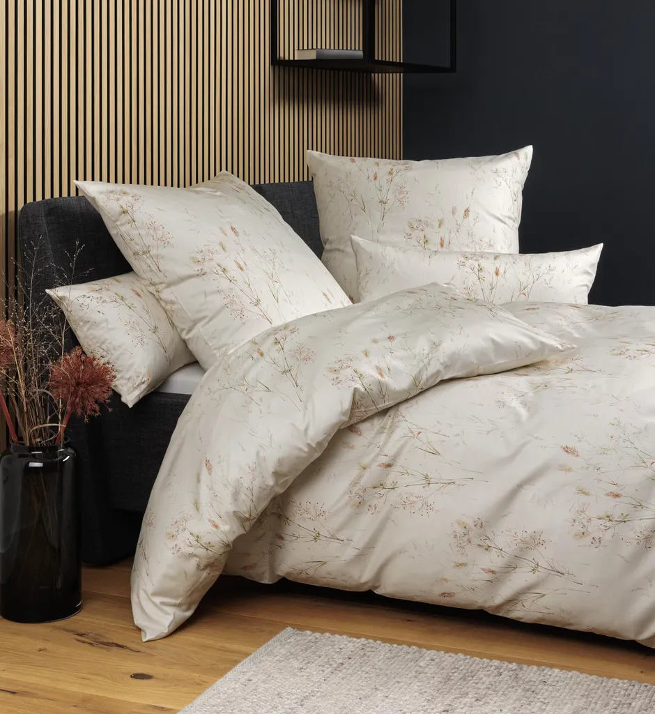 Parure de lit Janine sans repassage en jersey 135x200 beige et vert - 2
