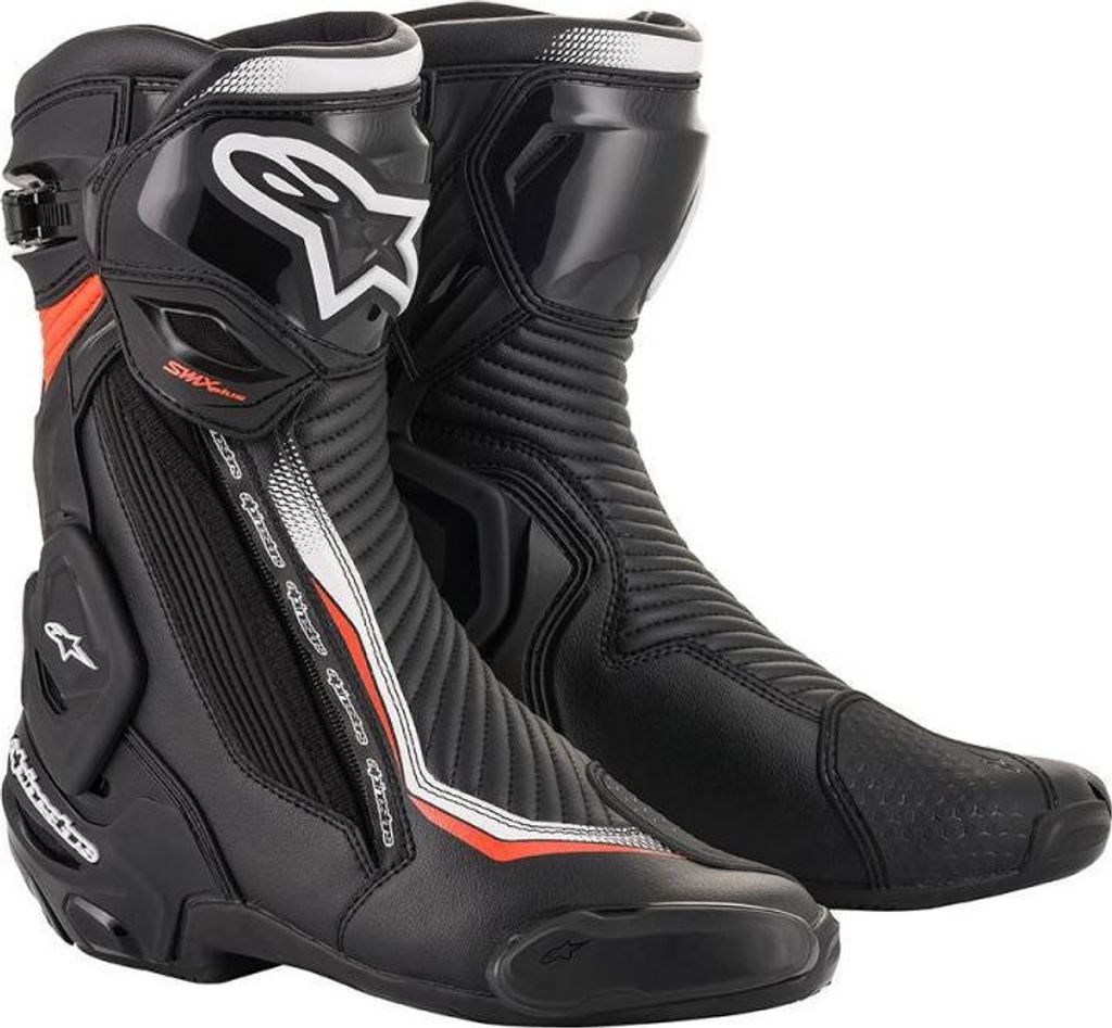 Alpinestars SMX Plus V2 Motorradstiefel Schwarz / Weiß / Fluo-Rot 46