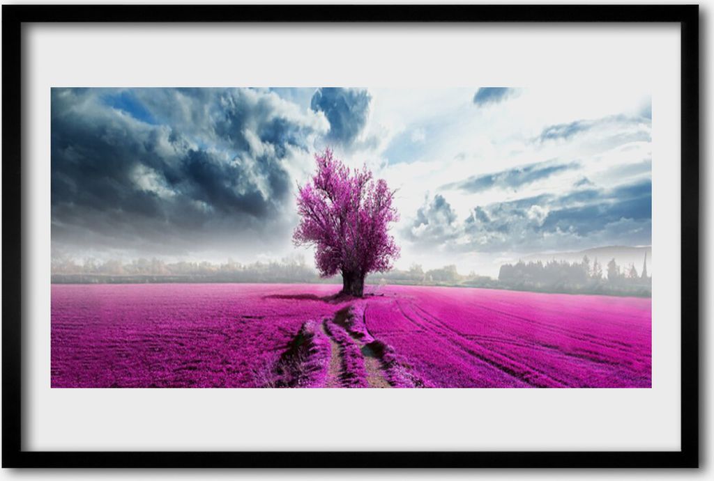 Bild 60x40 MDF-Rahmen Wandkunst Baum Wiese Natur