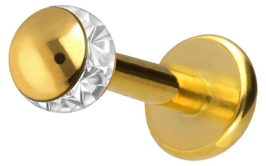 Ohrpiercing, Nasenpiercing Chirurgenstahl Labret EPOXY-RING-KUGEL Gold Stablänge: 5mm + Stabstärke: 1,2mm + Kugelgröße: 3mm