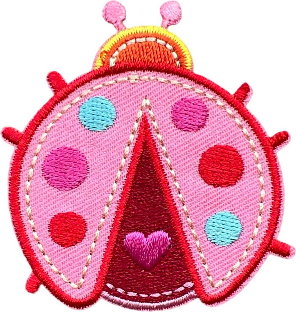 Marienkäfer-Rosa-Emblem-Aufnäher zum Aufbügeln