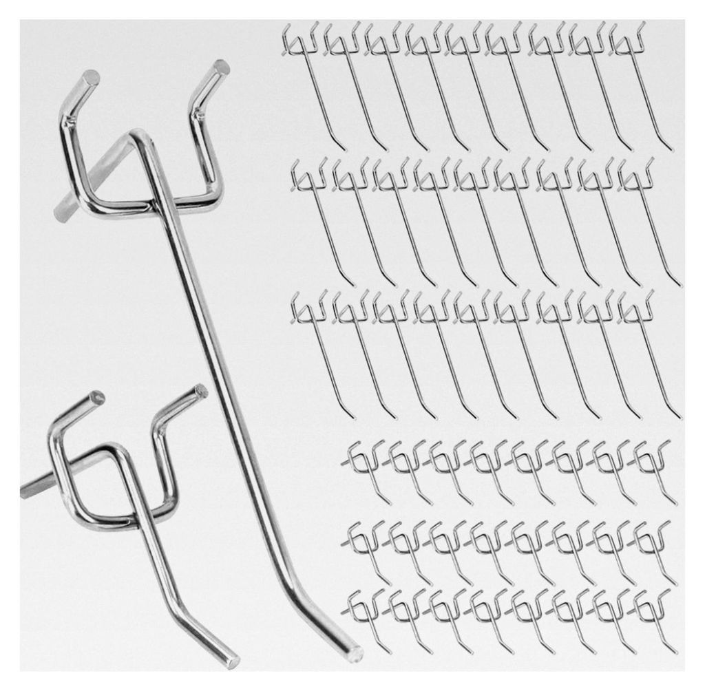 Lochwandhaken für Werkzeugwände, 50 Stück, 10 cm und 5 cm