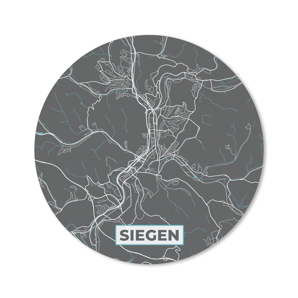MuchoWow Mauspad Mousepad Deutschland - Blau - Siegen - Stadtplan - Karte 30x30 cm - Mousepads - Maus Mat - Pad - Mausunterlage - Tischunterlage ...