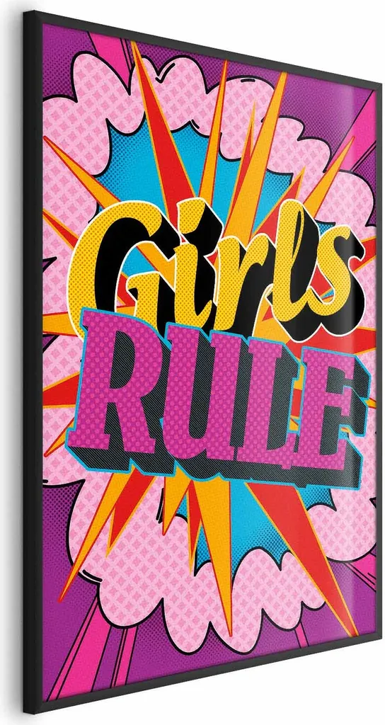 Poster Professionale Girls Rule 60x90 con Cornice Nera in MDF