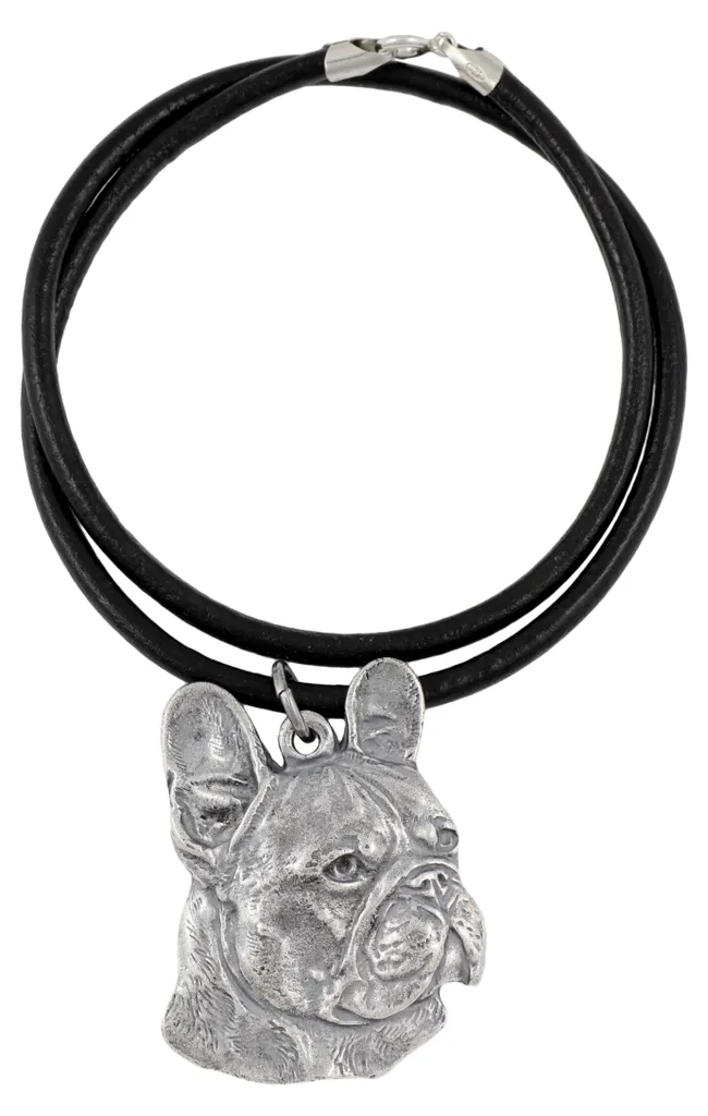 Bijou Bouledogue Français Unique, Pendentif Artisanal Plaqué Argent