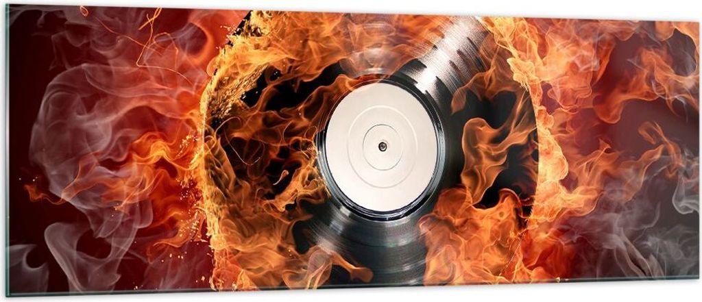 Bilder auf glas - Vinyl Feuer Ton - 140x50cm - Glasbilder - Wandbilder - Kunstdruck - zum Aufhängen bereit - Wanddekoration aus Glas - Glas Bilder...